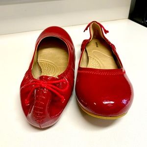 Red shoes, flats, size 13W, never worn, tried on once.